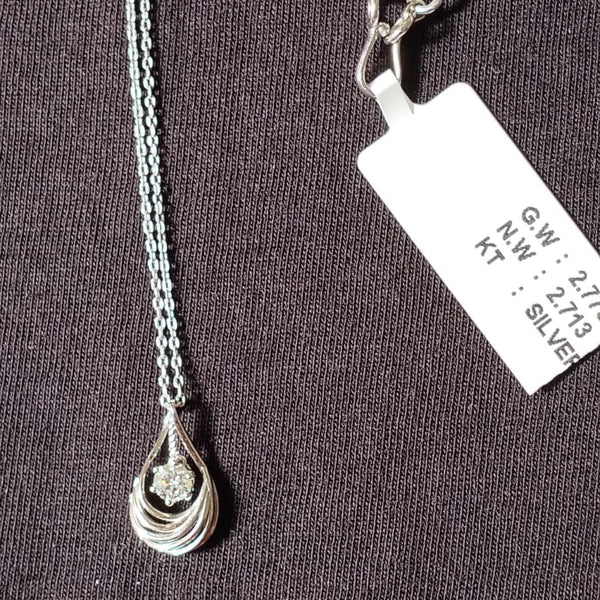 925 Sterling Silver Lab-Grown Diamond Teardrop Pendant with Chain | 0.30 Ct Round Brilliant Diamond | E-F Color, VS Clarity