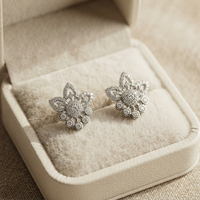 Floral 925 Silver Lab-Grown Diamond Earrings | E-F VVS | Amarè Jewels