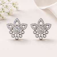 Floral 925 Silver Lab-Grown Diamond Earrings | E-F VVS | Amarè Jewels