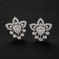 Floral 925 Silver Lab-Grown Diamond Earrings | E-F VVS | Amarè Jewels