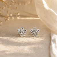 Floral 925 Silver Lab-Grown Diamond Earrings | E-F VVS | Amarè Jewels
