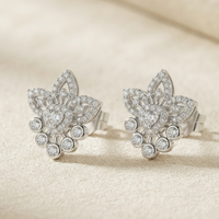 Floral 925 Silver Lab-Grown Diamond Earrings | E-F VVS | Amarè Jewels