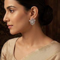 Floral 925 Silver Lab-Grown Diamond Earrings | E-F VVS | Amarè Jewels