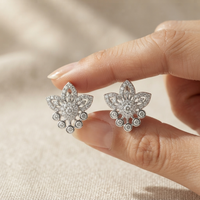 Floral 925 Silver Lab-Grown Diamond Earrings | E-F VVS | Amarè Jewels