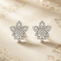 Floral 925 Silver Lab-Grown Diamond Earrings | E-F VVS | Amarè Jewels