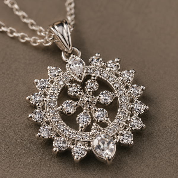925 Sterling Silver Lab-Grown Diamond Floral Pendant with Chain | 0.33 Ct Round Brilliant Diamonds | E-F Color, VVS Clarity | Elegant Women’s Pendant Necklace