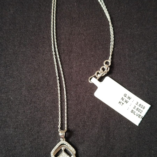 Amarè Jewels Geometric Lab-Grown Diamond Pendant with 925 Silver Chain