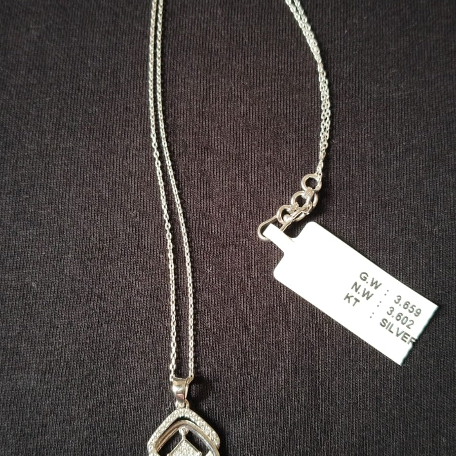 Amarè Jewels Geometric Lab-Grown Diamond Pendant with 925 Silver Chain