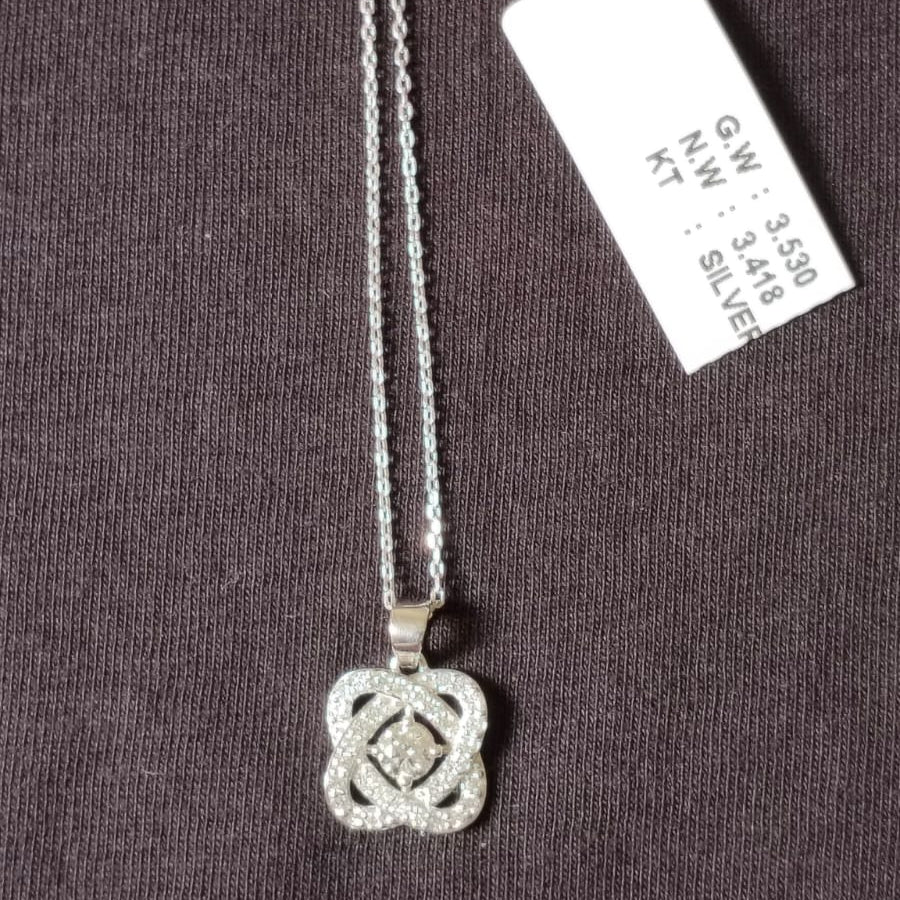 Elegant 925 Sterling Silver Pendant Necklace featuring 33 round brilliant lab-grown diamonds arranged in an intricate intertwined design. With 0.75 carat total diamond weight